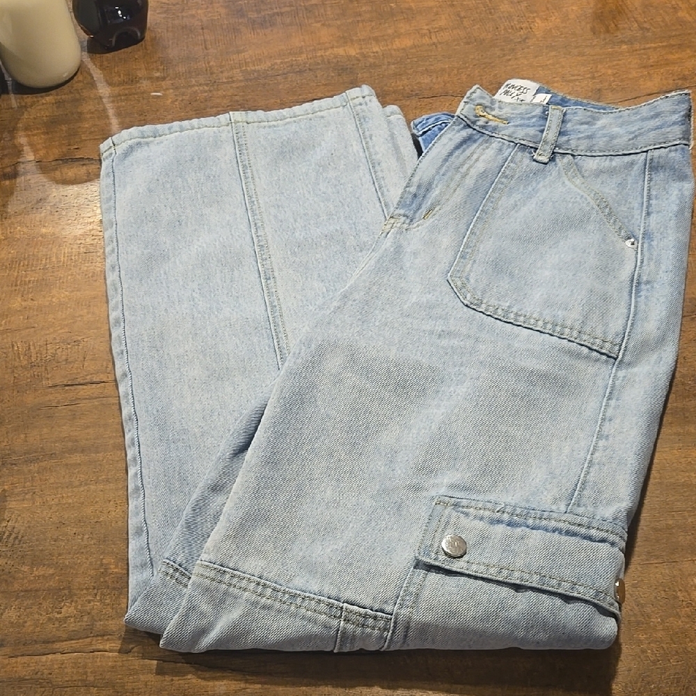Princess Polly Blue Flare Wide Leg Jeans